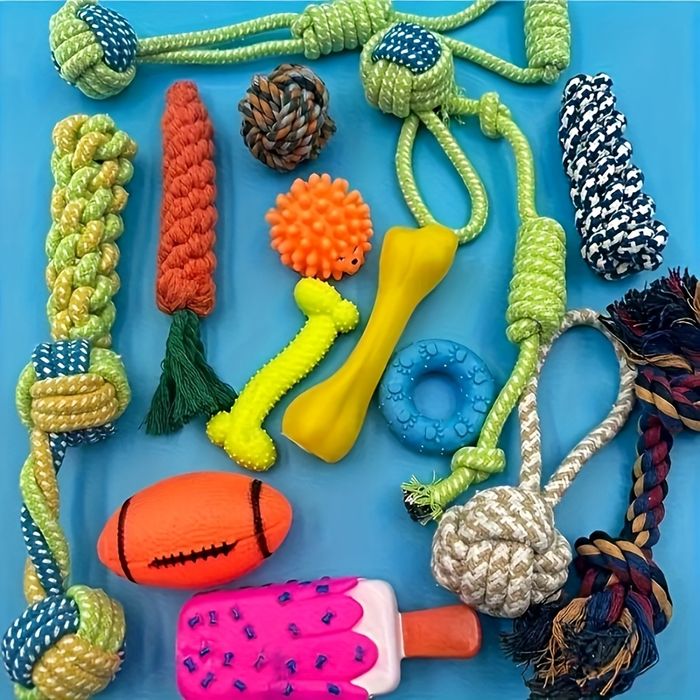 Knot and Braided Rubber Chew Toy Set